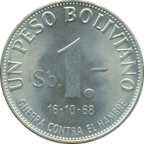 1 Peso Boliviano 1968 Wertseite