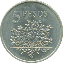 5 Pesos 1977 Wertseite