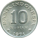 10 Rupiah 1971,1973 Wertseite