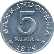 5 Rupiah 1974 Wertseite