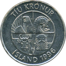 10 Krónur 1996, 2000, 2004-2006 Motivseite