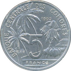 5 Francs 1984, 1992 Wertseite