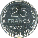 25 Francs 2001 Wertseite