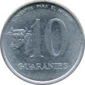 10 Guaranies 1978, 1980, 1984, 1986,1988 Wertseite