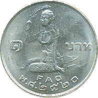 1 Baht BE2520(1977) Wertseite