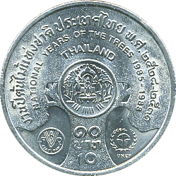 10 Baht BE2528(1985) Wertseite